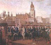 Franciszek Smuglewicz Kosciuszko taking the oath at the Cracow Market Square. oil on canvas